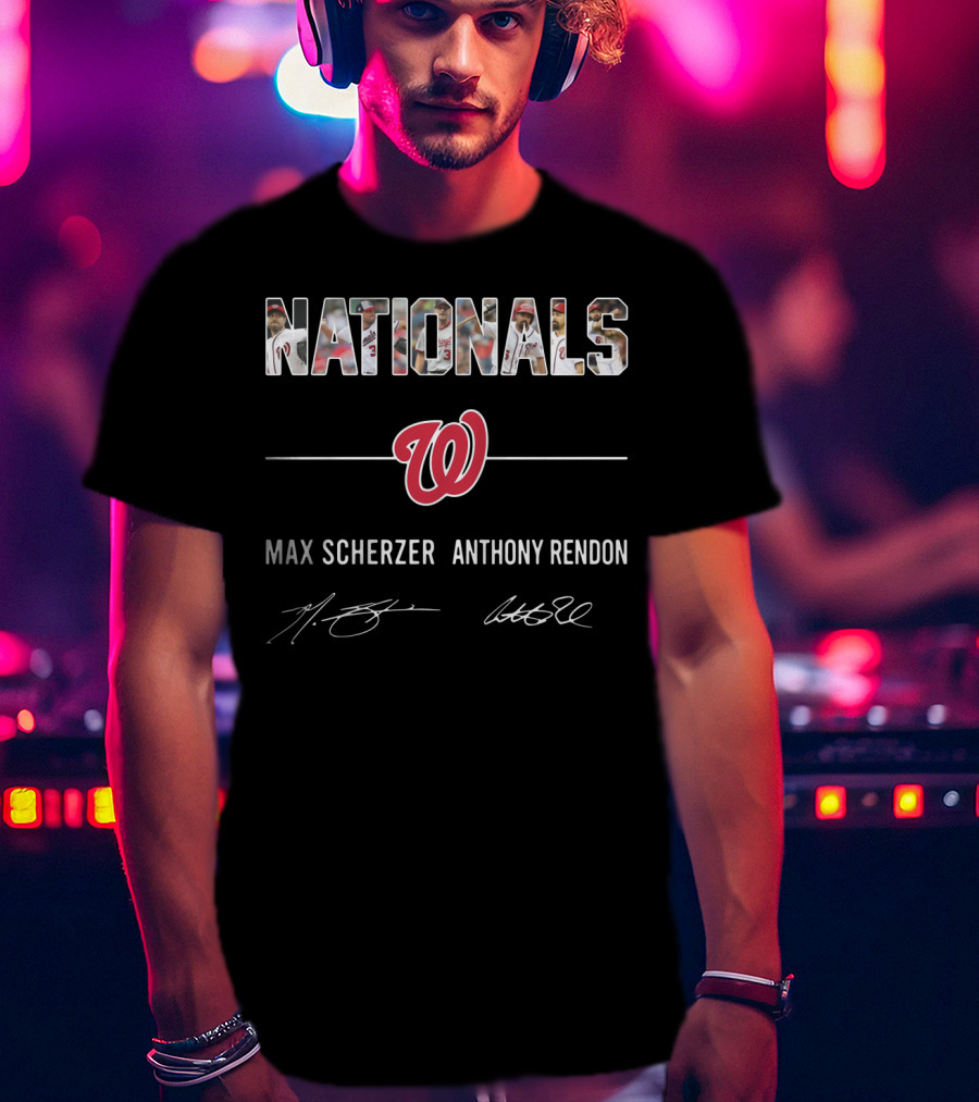 Nationals Max Scherzer Anthony Rendon Washington Team Logo Signatures T-Shirt