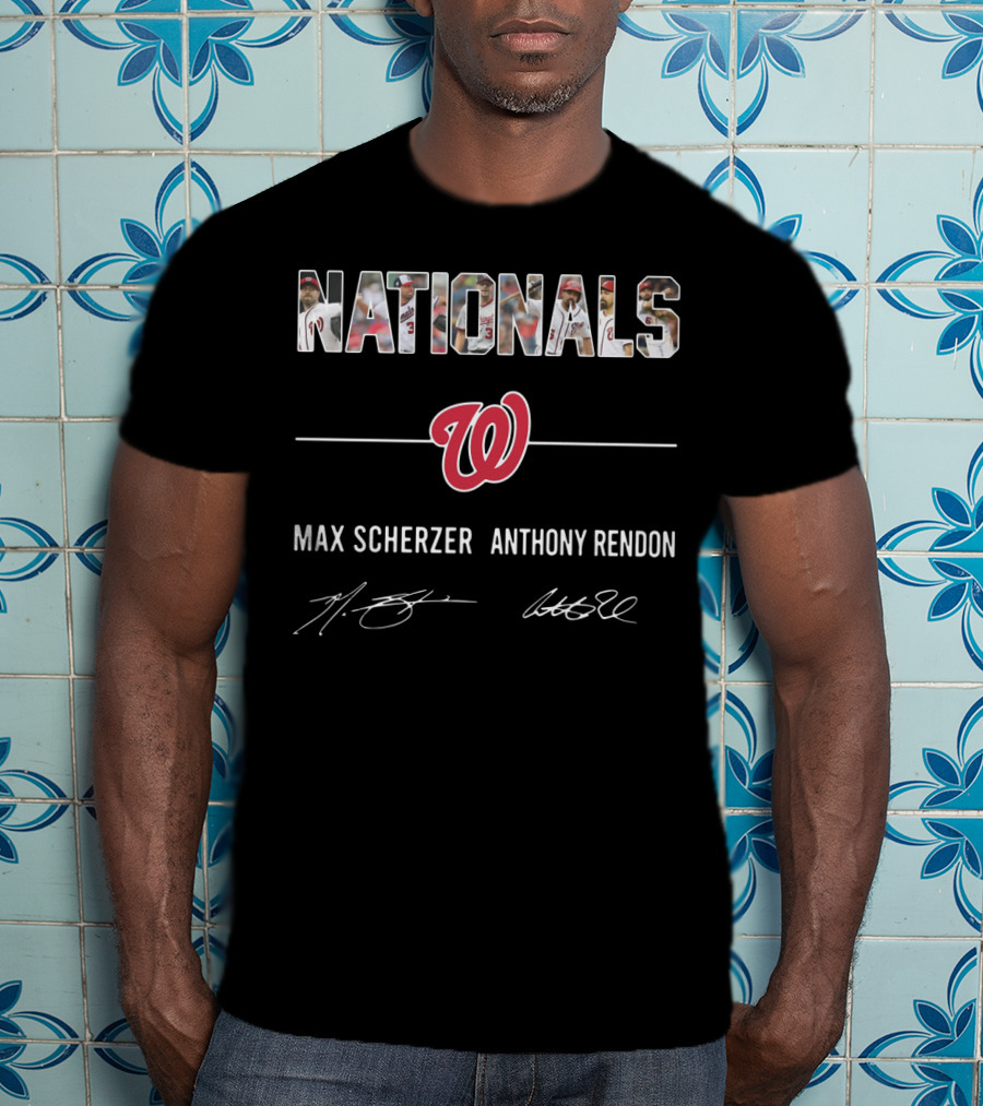 Nationals Max Scherzer Anthony Rendon Washington Team Logo Signatures T-Shirt