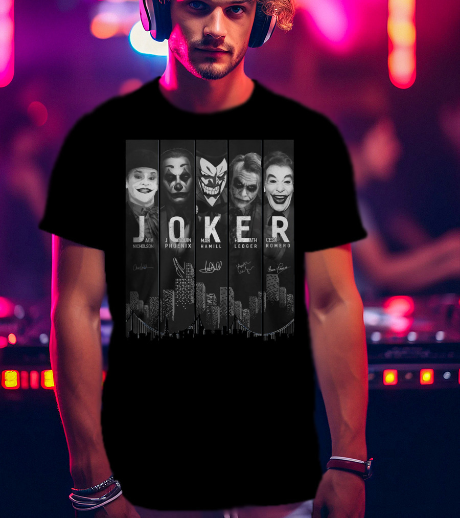Joker City Jack Nicholson Joaquin Phoenix Mark Hamill Heath Ledger Cesar Romero T-Shirt