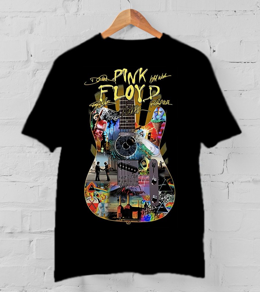 Pink Floyd Guitar Collage Dark Side Of The Moon The Wall Wish You Were Here T-Shirt