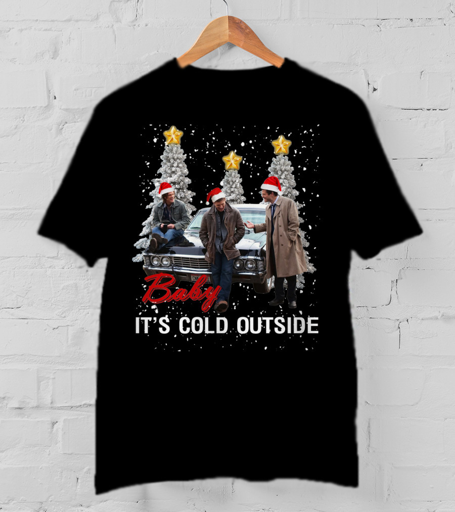Supernatural Baby It’s Cold Outside Christmas Theme With Characters And Car T-Shirt