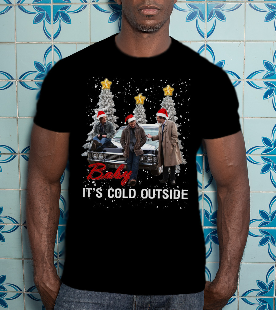 Supernatural Baby It’s Cold Outside Christmas Theme With Characters And Car T-Shirt