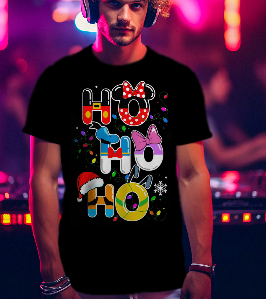 Ho Ho Ho Disney Mickey Minnie Donald Daisy Goofy Pluto Christmas T-Shirt