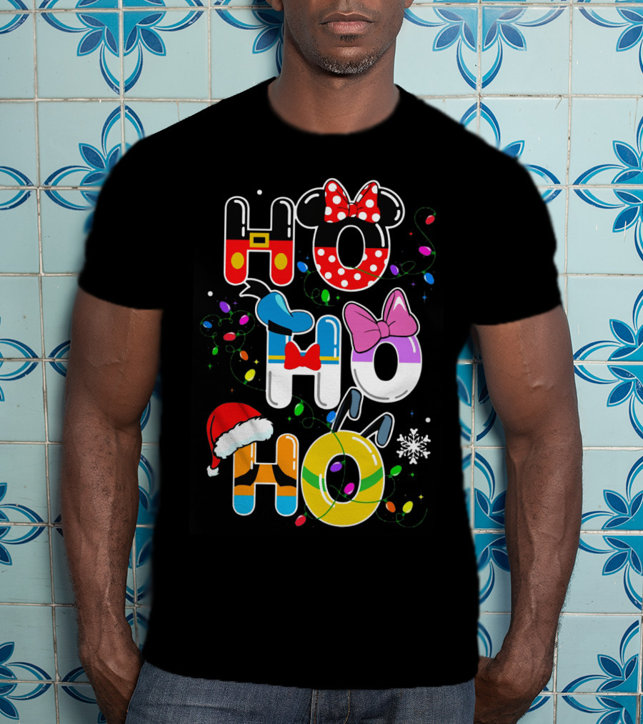 Ho Ho Ho Disney Mickey Minnie Donald Daisy Goofy Pluto Christmas T-Shirt