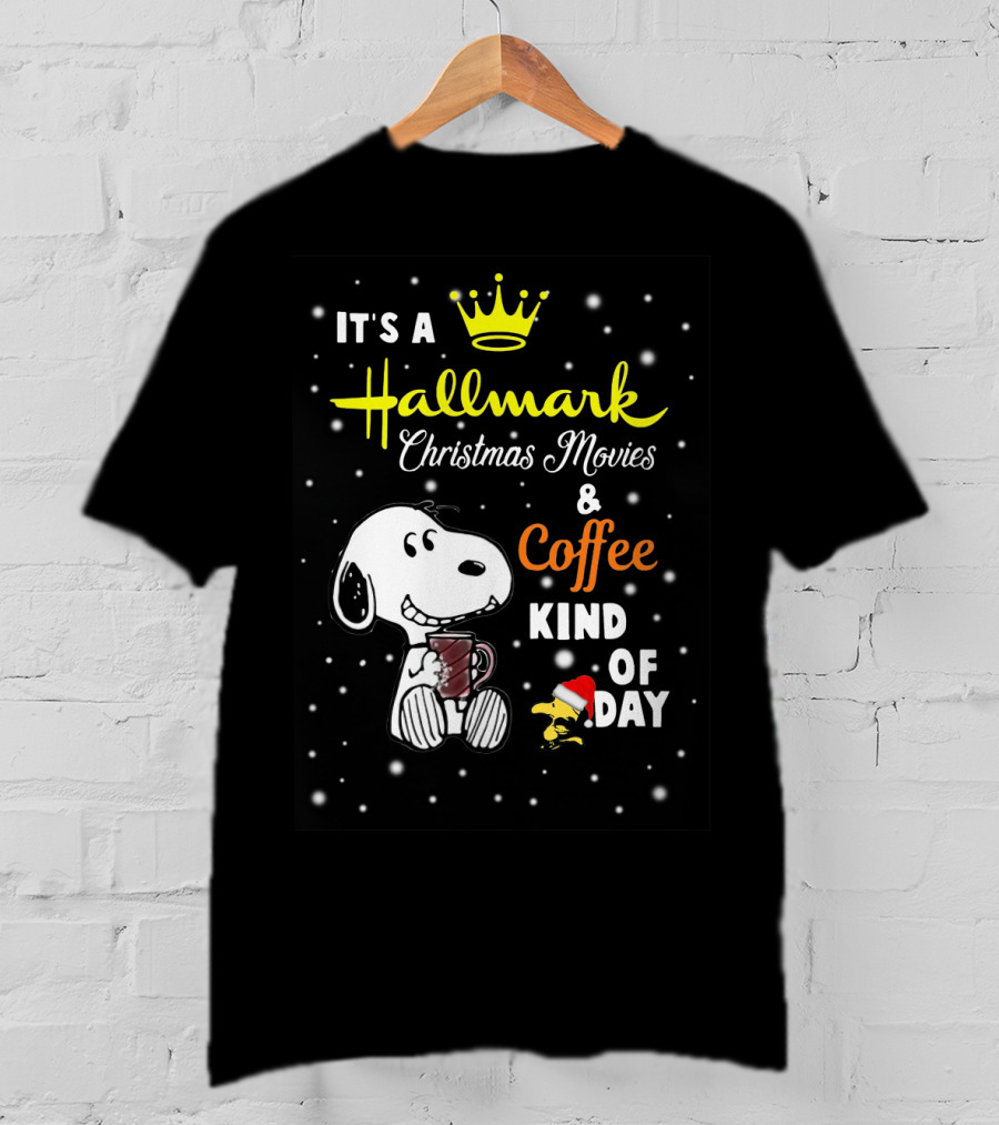 Snoopy Hallmark Christmas Movies And Coffee Kind Of Day Snowflakes T-Shirt