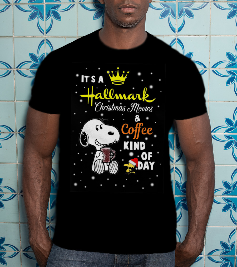 Snoopy Hallmark Christmas Movies And Coffee Kind Of Day Snowflakes T-Shirt