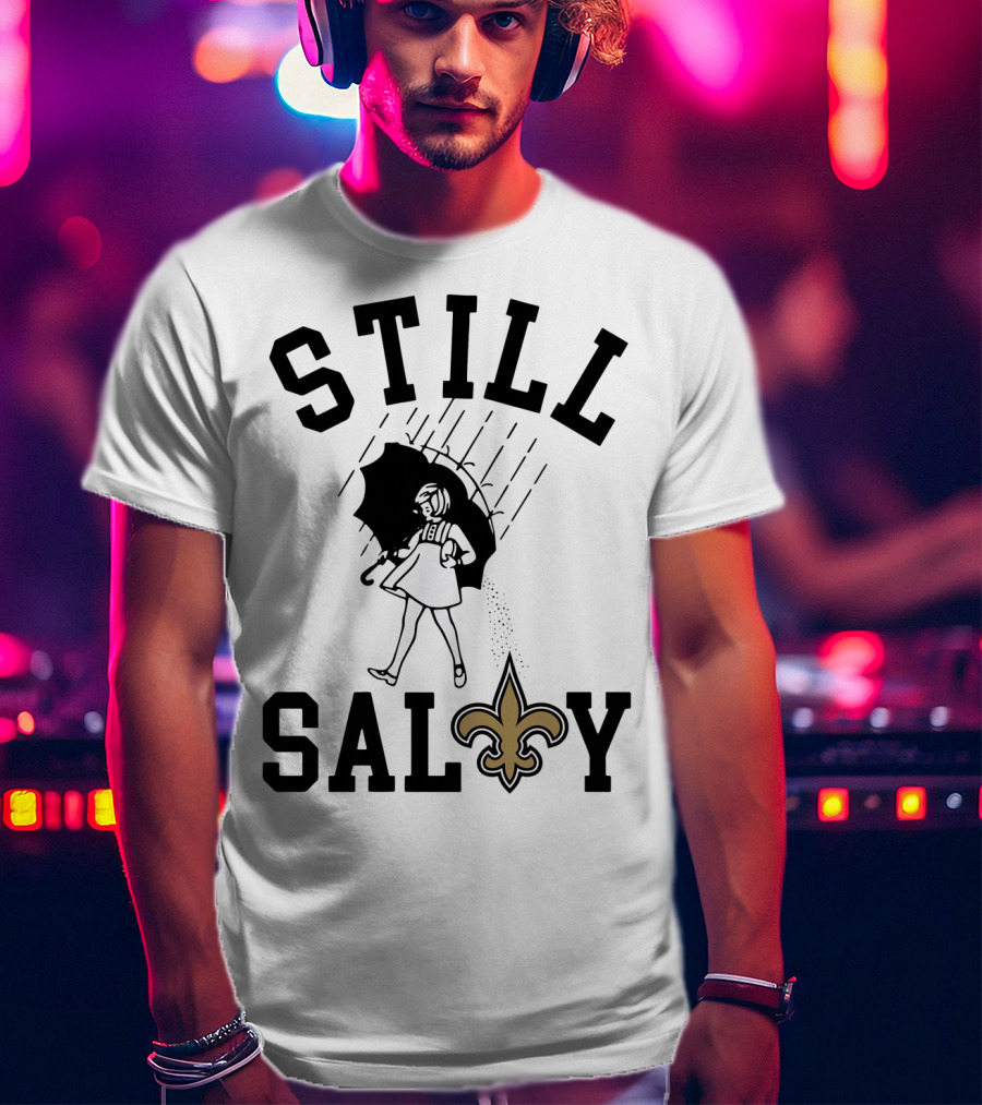 Still Salty Saints Fleur-de-Lis Rain Girl T-Shirt