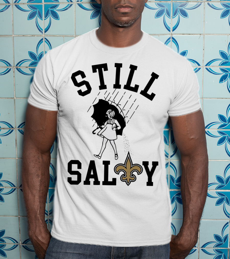 Still Salty Saints Fleur-de-Lis Rain Girl T-Shirt