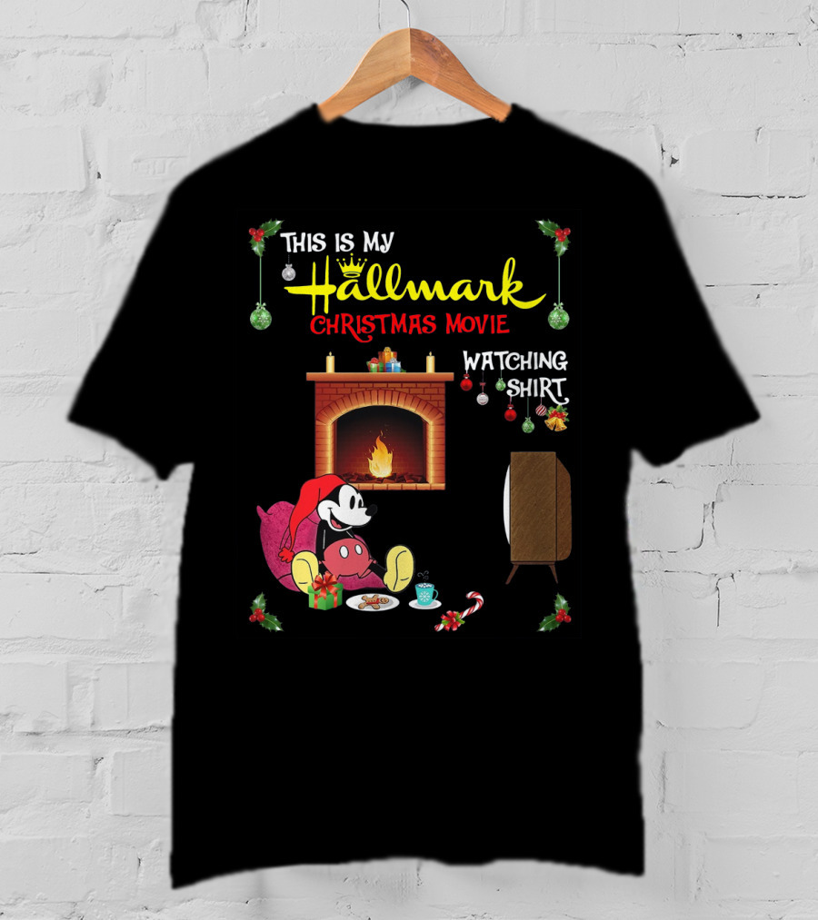 This Is My Hallmark Christmas Movie Watching Shirt Mickey Mouse Cozy Holiday Scene T-Shirt