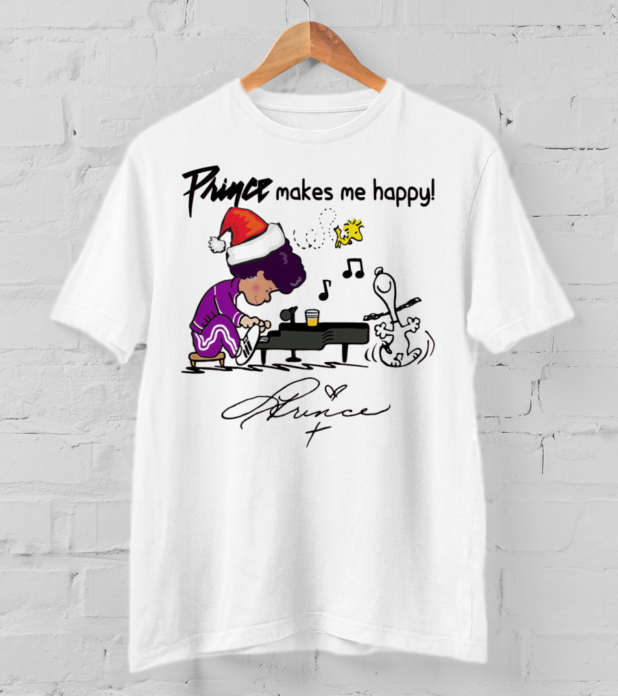 Prince Makes Me Happy Schroeder Snoopy Peanuts Christmas T-Shirt