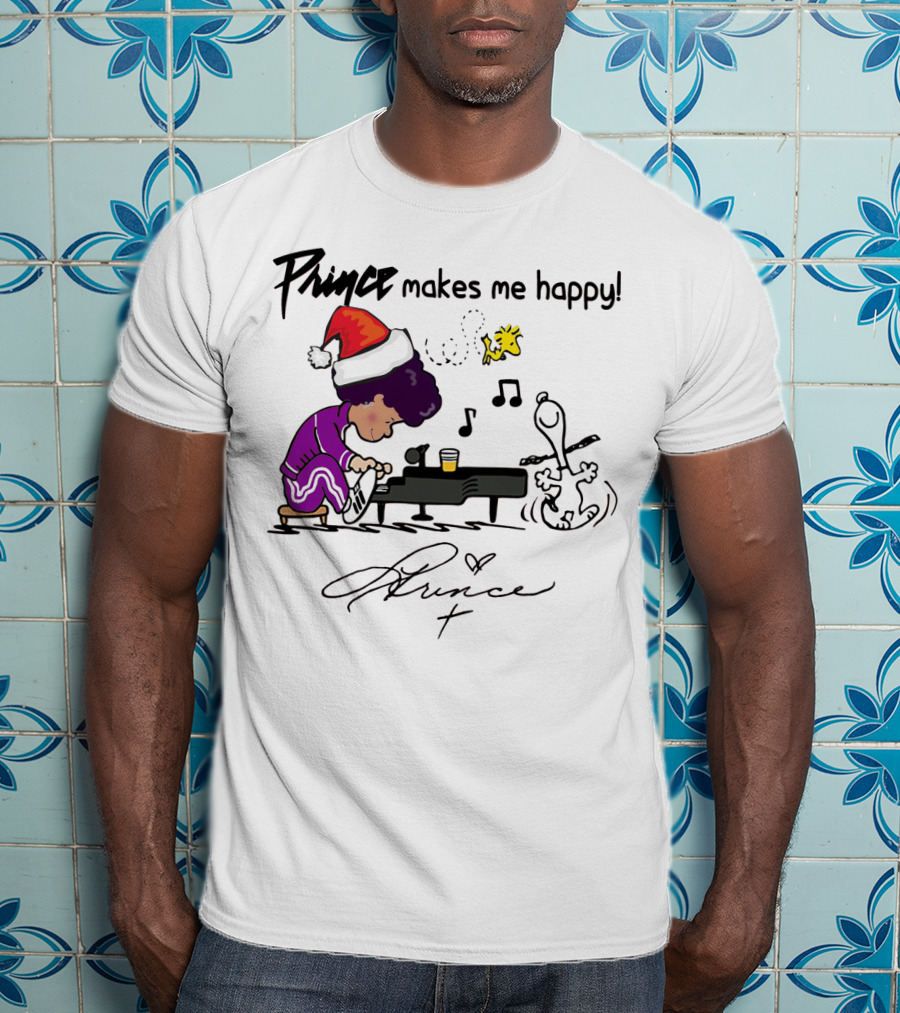 Prince Makes Me Happy Schroeder Snoopy Peanuts Christmas T-Shirt