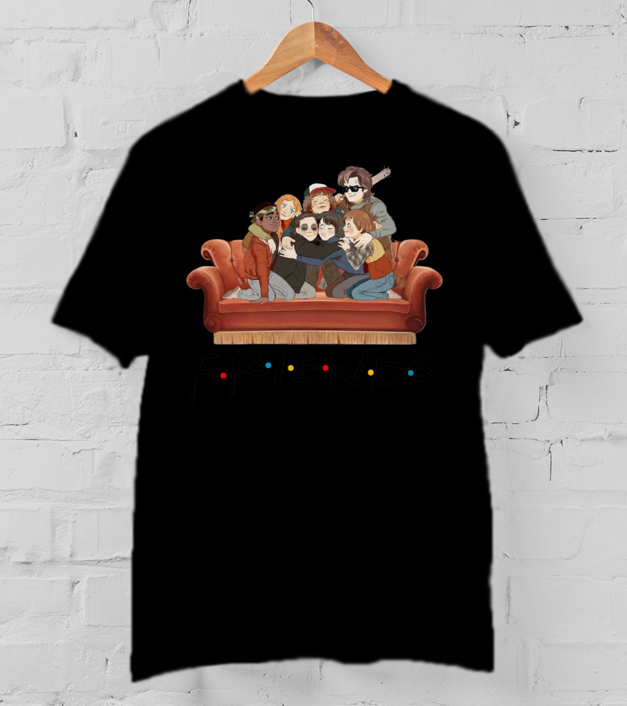 Stranger Things Characters Couch Hug Friends T-Shirt