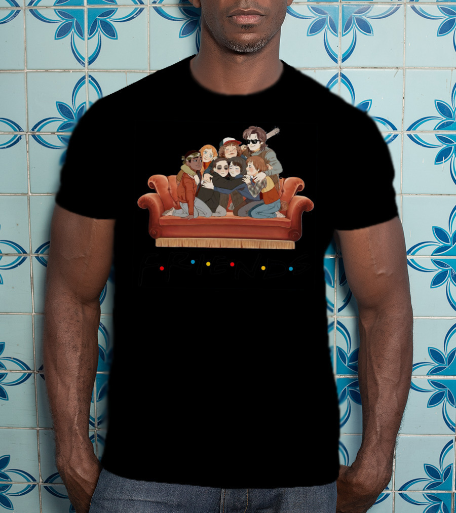 Stranger Things Characters Couch Hug Friends T-Shirt
