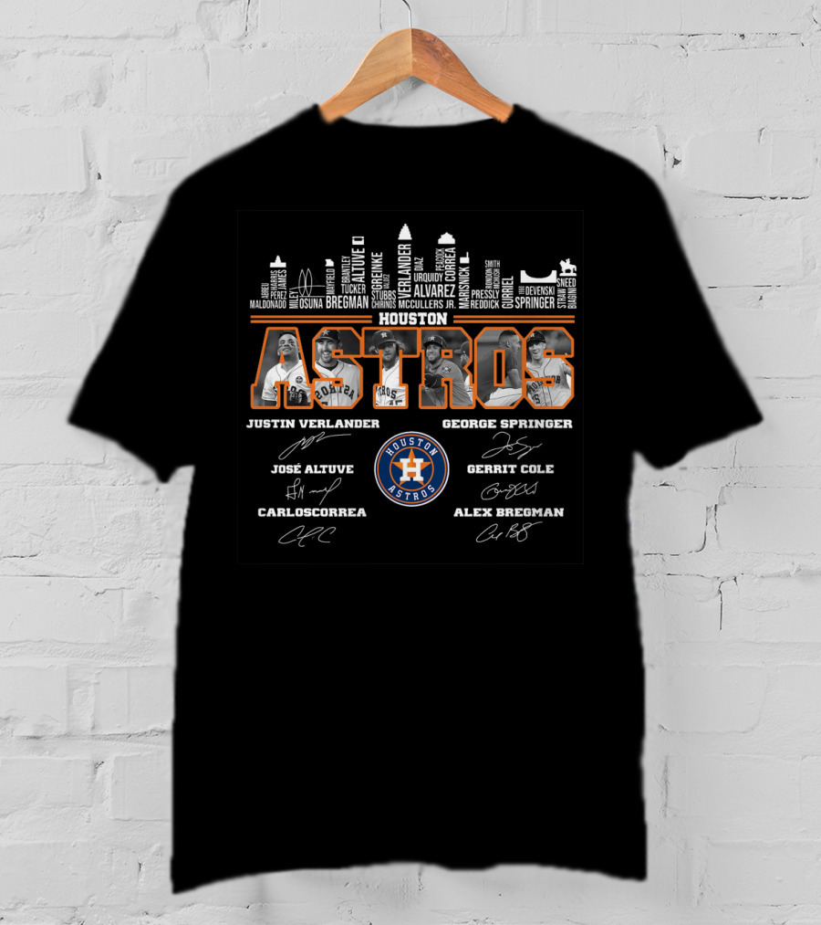 Houston Astros Skyline Players Signatures Verlander Springer Altuve Cole Correa Bregman T-Shirt