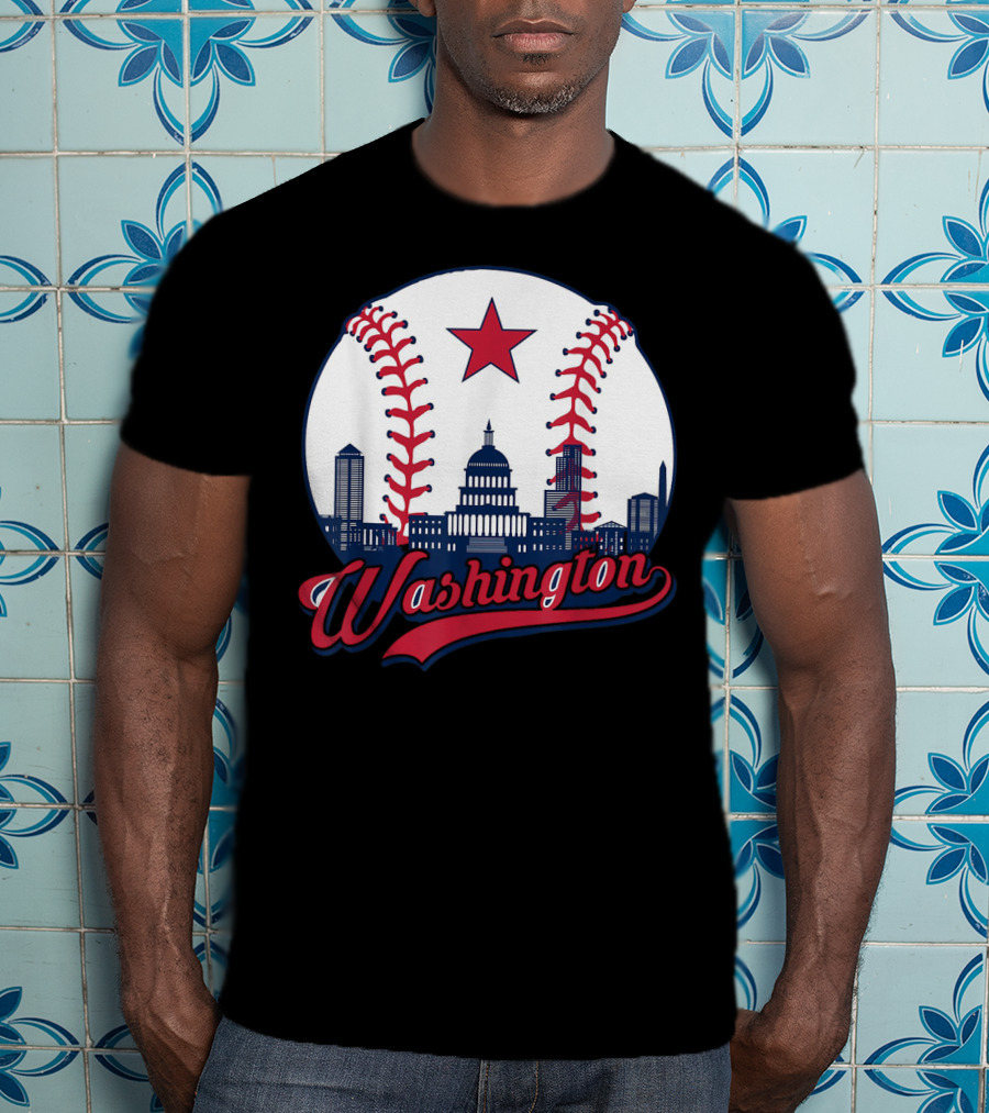 Washington Nationals Baseball Cityscape Capitol Star T-Shirt