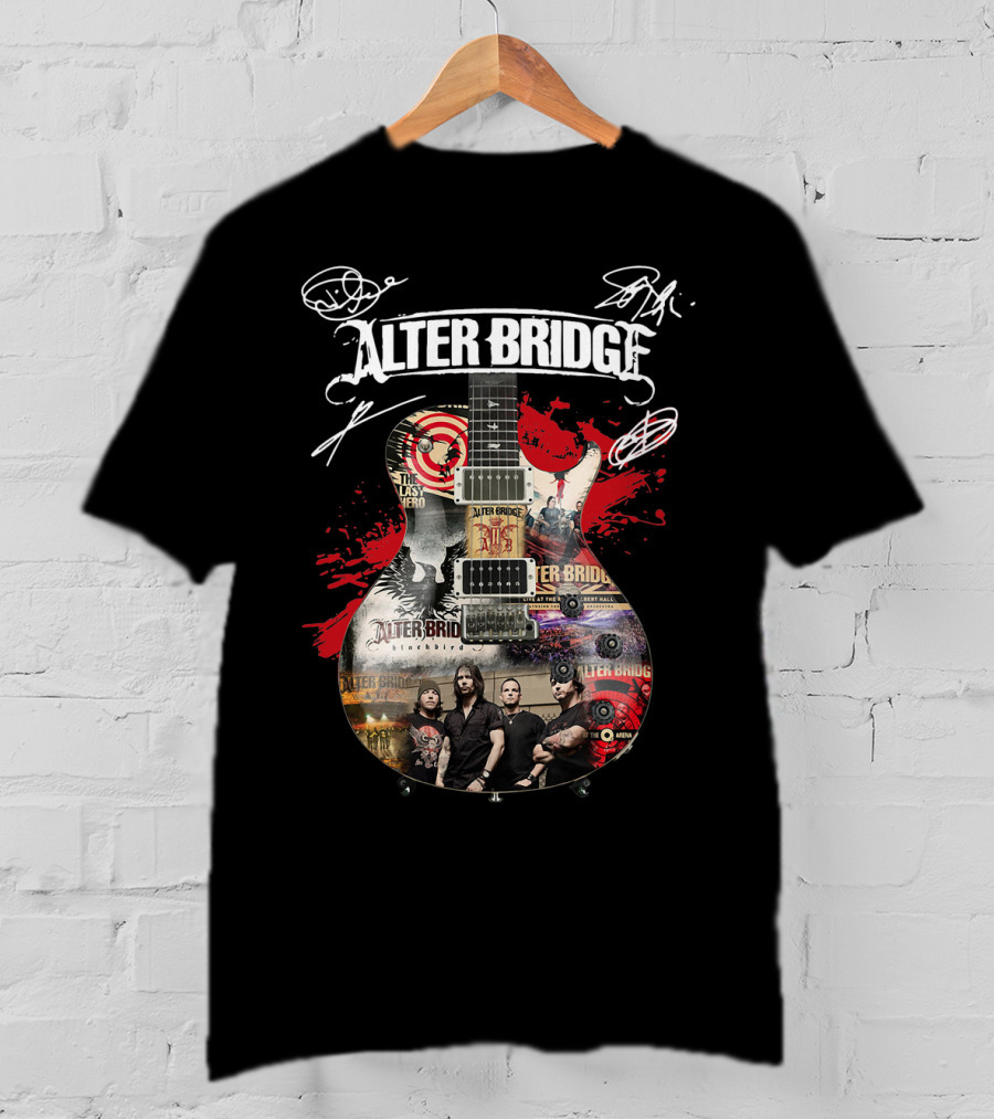 Alter Bridge Rock Band Collage Guitar T-Shirt