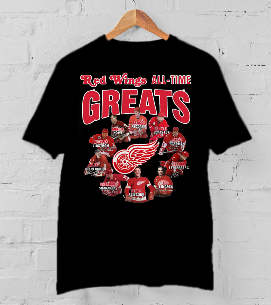 Red Wings All-Time Greats Legends Hockey Players T-Shirt