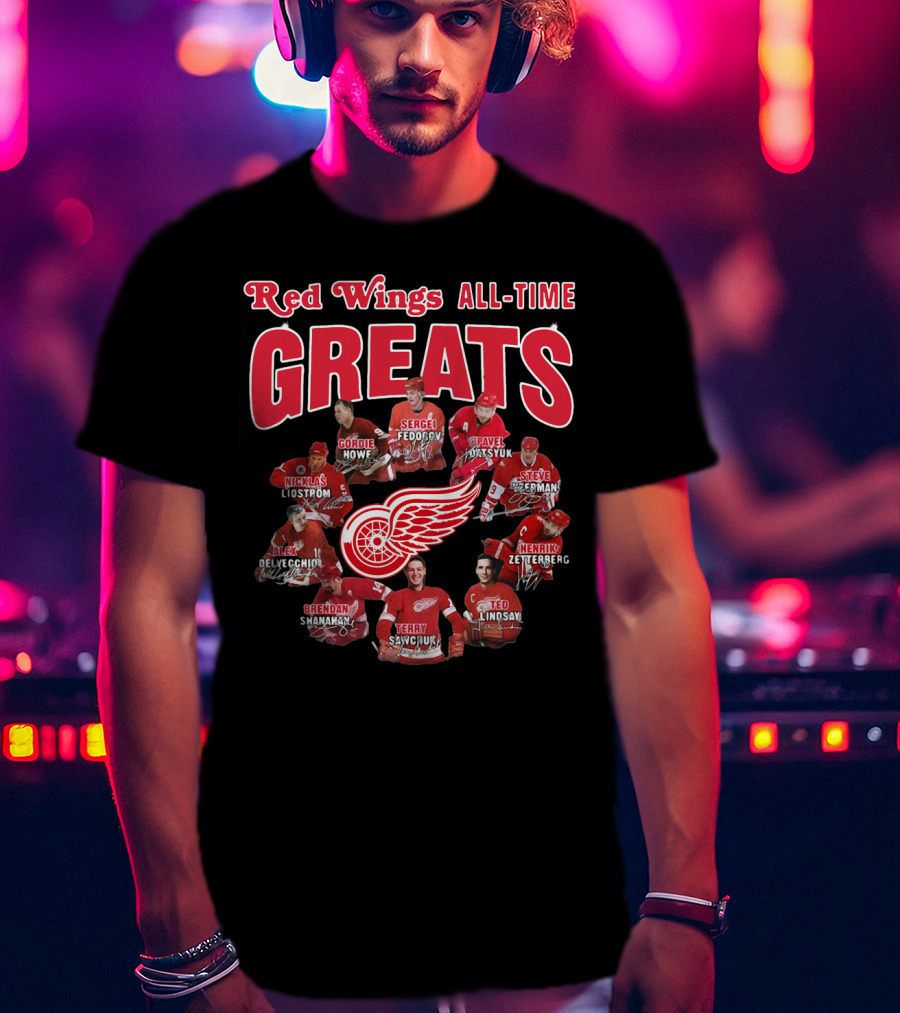 Red Wings All-Time Greats Legends Hockey Players T-Shirt