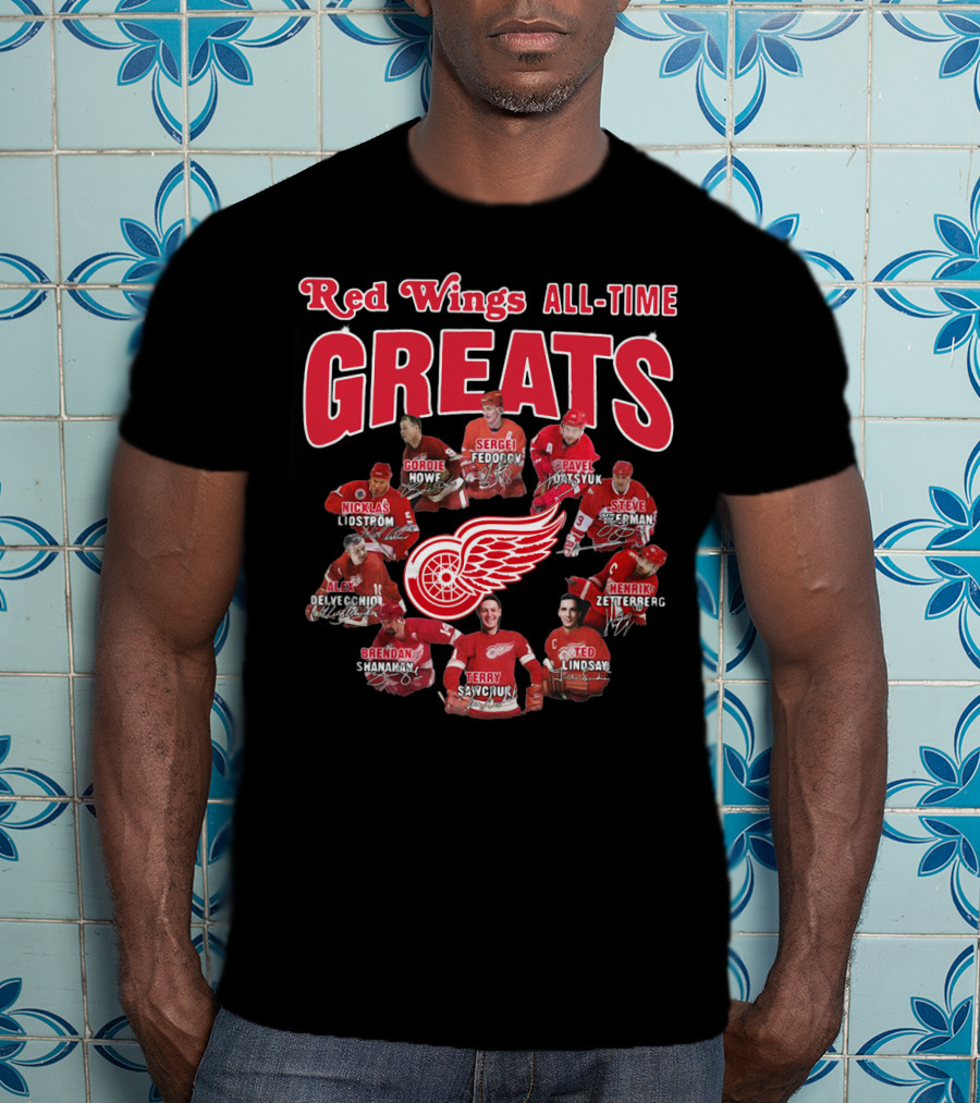 Red Wings All-Time Greats Legends Hockey Players T-Shirt