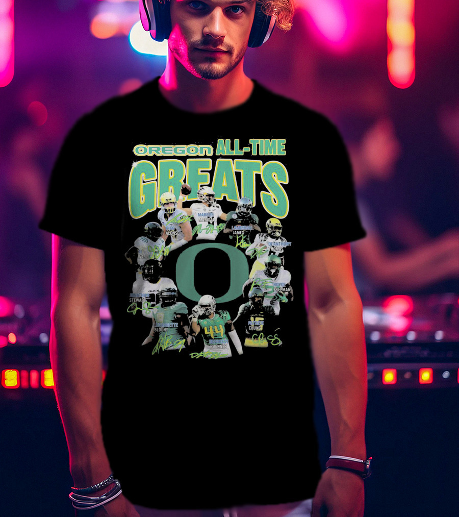 Oregon All-Time Greats Mariota James Blount Dunnigan Loves Davis Royce Freeman T-Shirt