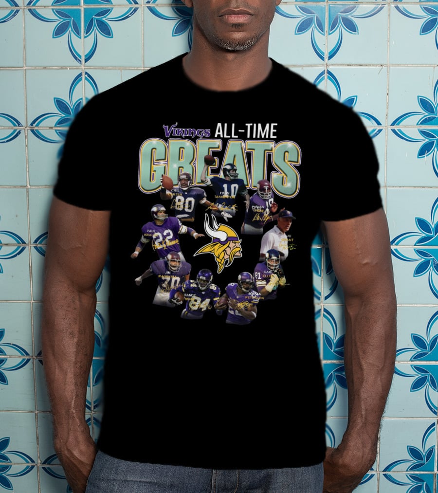 Vikings All-Time Greats Fran Tarkenton Chris Carter Paul Krause Randy Moss Adrian Peterson T-Shirt