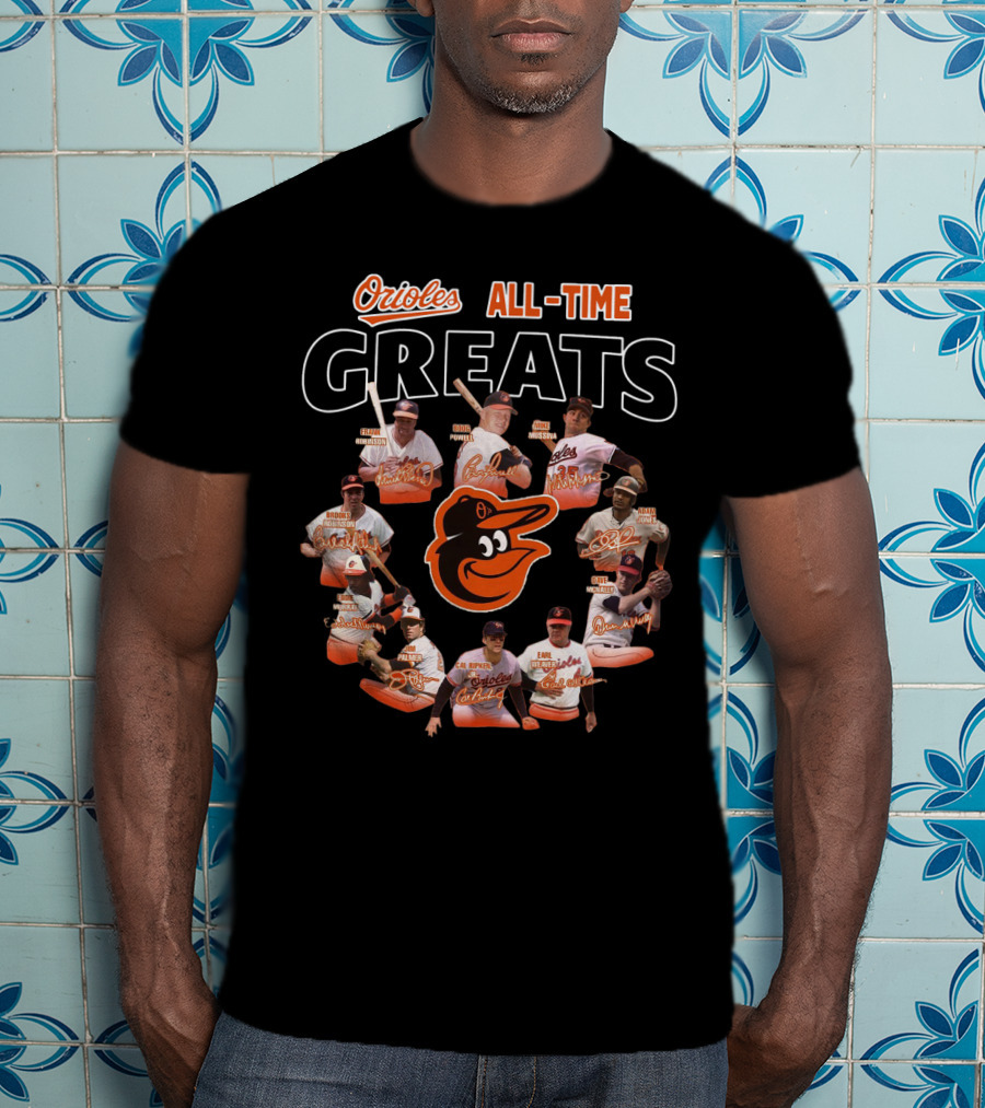 Orioles All-Time Greats Brooks Robinson Cal Ripken Jr. Jim Palmer Eddie Murray Frank Robinson T-Shirt