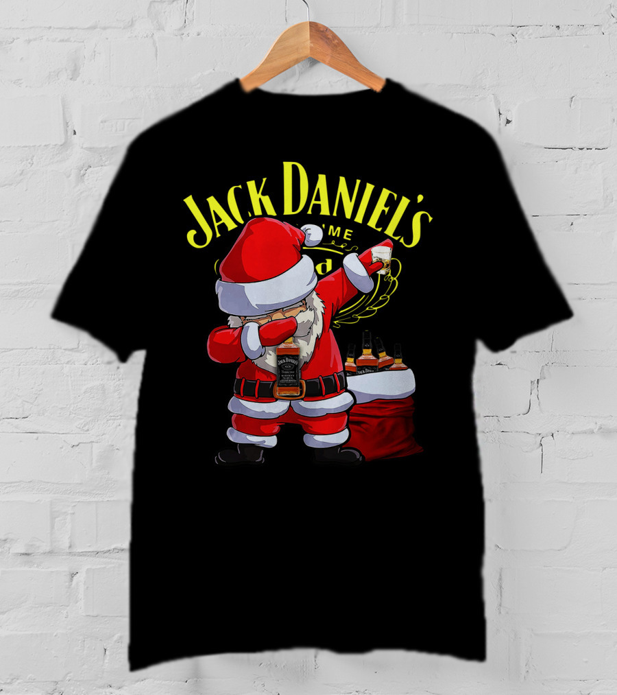 Santa Claus Dabbing With Jack Daniel's Bottles In Sack T-Shirt