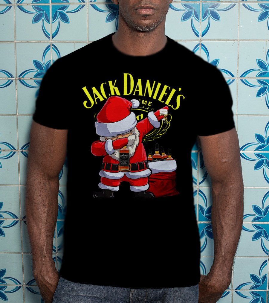 Santa Claus Dabbing With Jack Daniel's Bottles In Sack T-Shirt
