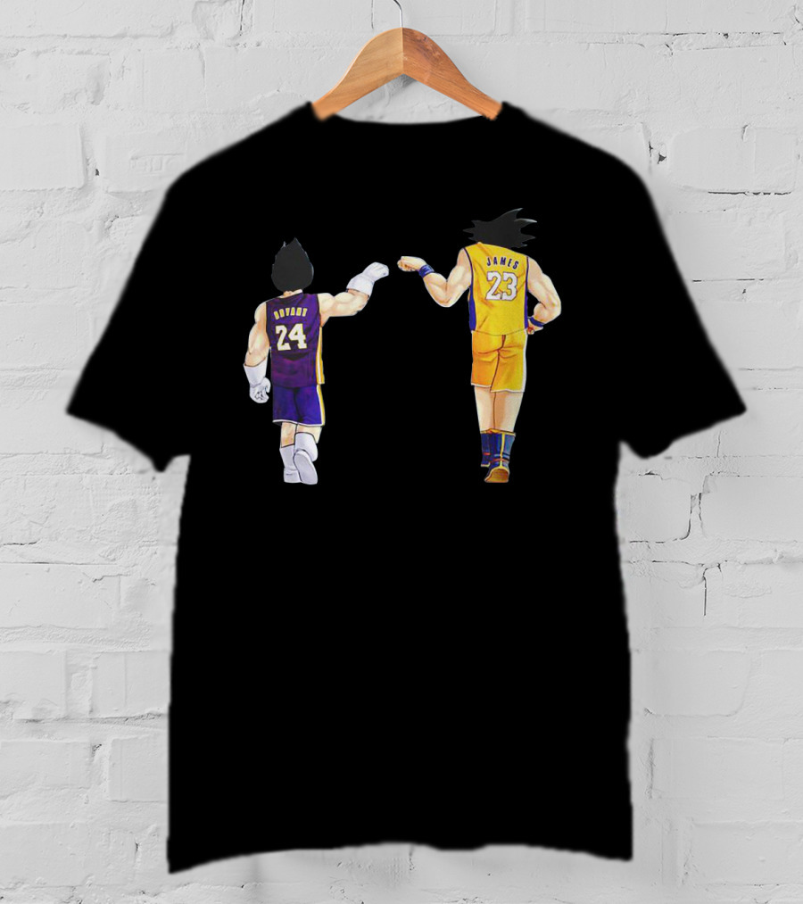 Vegeta And Goku In Kobe Bryant 24 And LeBron James 23 Basketball Jerseys T-Shirt