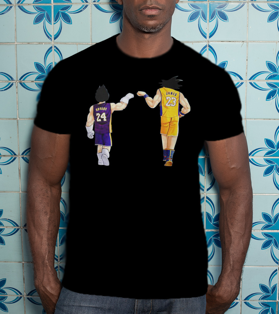 Vegeta And Goku In Kobe Bryant 24 And LeBron James 23 Basketball Jerseys T-Shirt