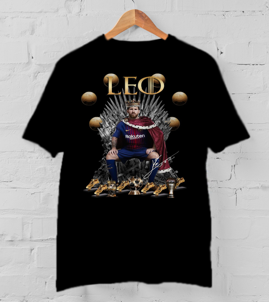 Leo Messi On Throne With Six Golden Balls And Signature T-Shirt