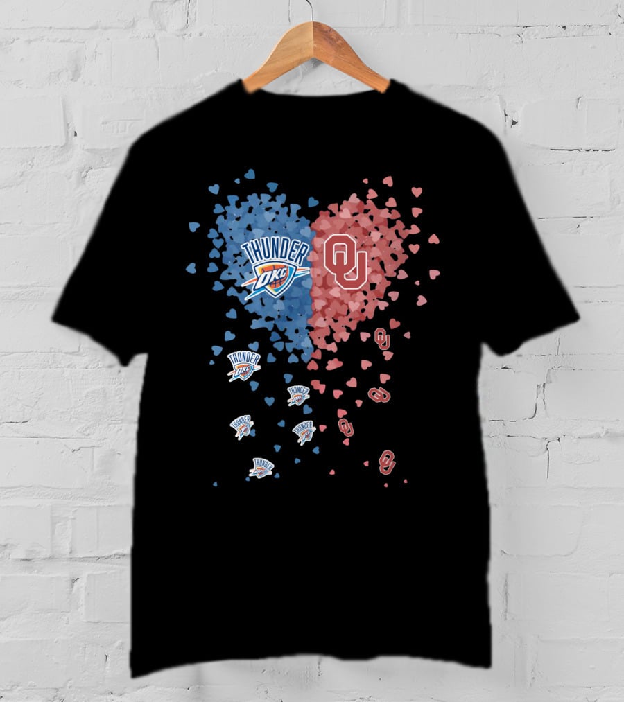 Oklahoma City Thunder Okc University Of Oklahoma Heart Shapes T-Shirt