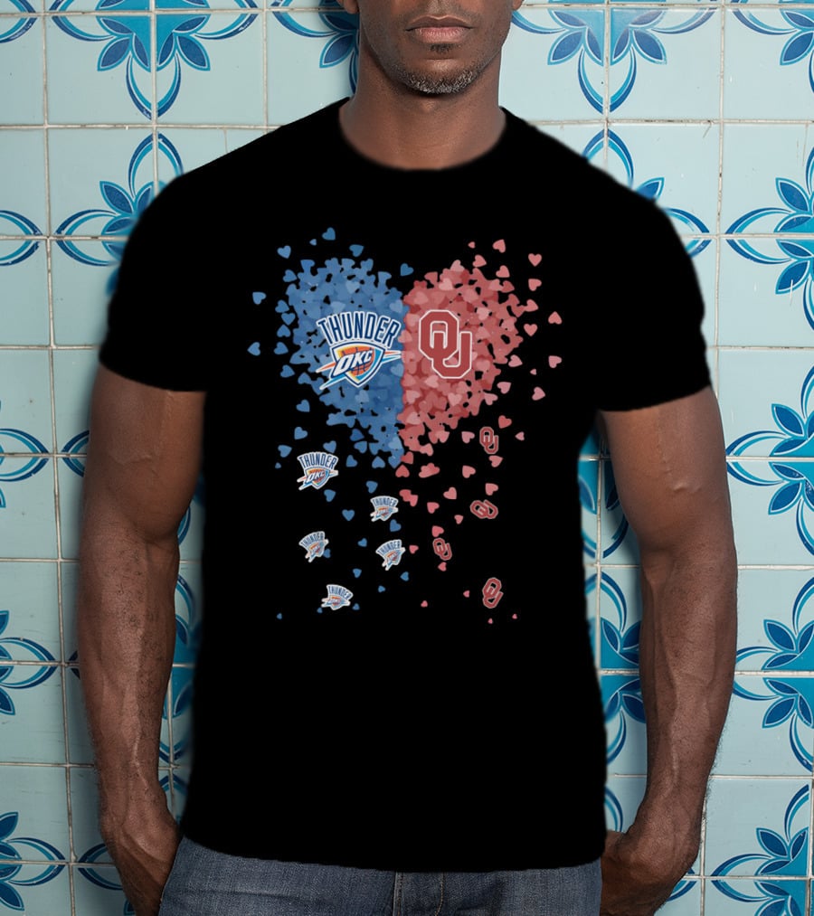 Oklahoma City Thunder Okc University Of Oklahoma Heart Shapes T-Shirt