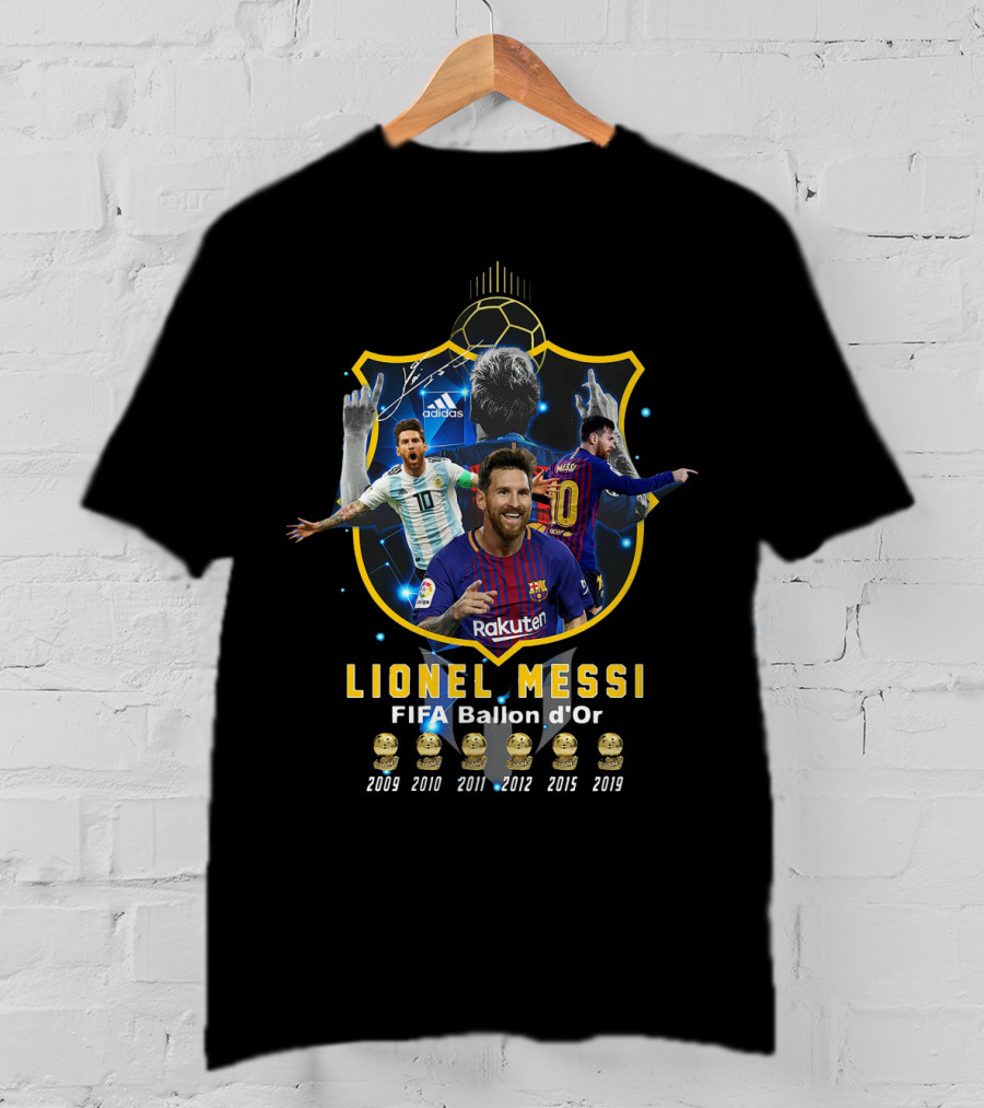 Lionel Messi Fifa Ballon D'or 2009 2010 2011 2012 2015 2019 T-Shirt