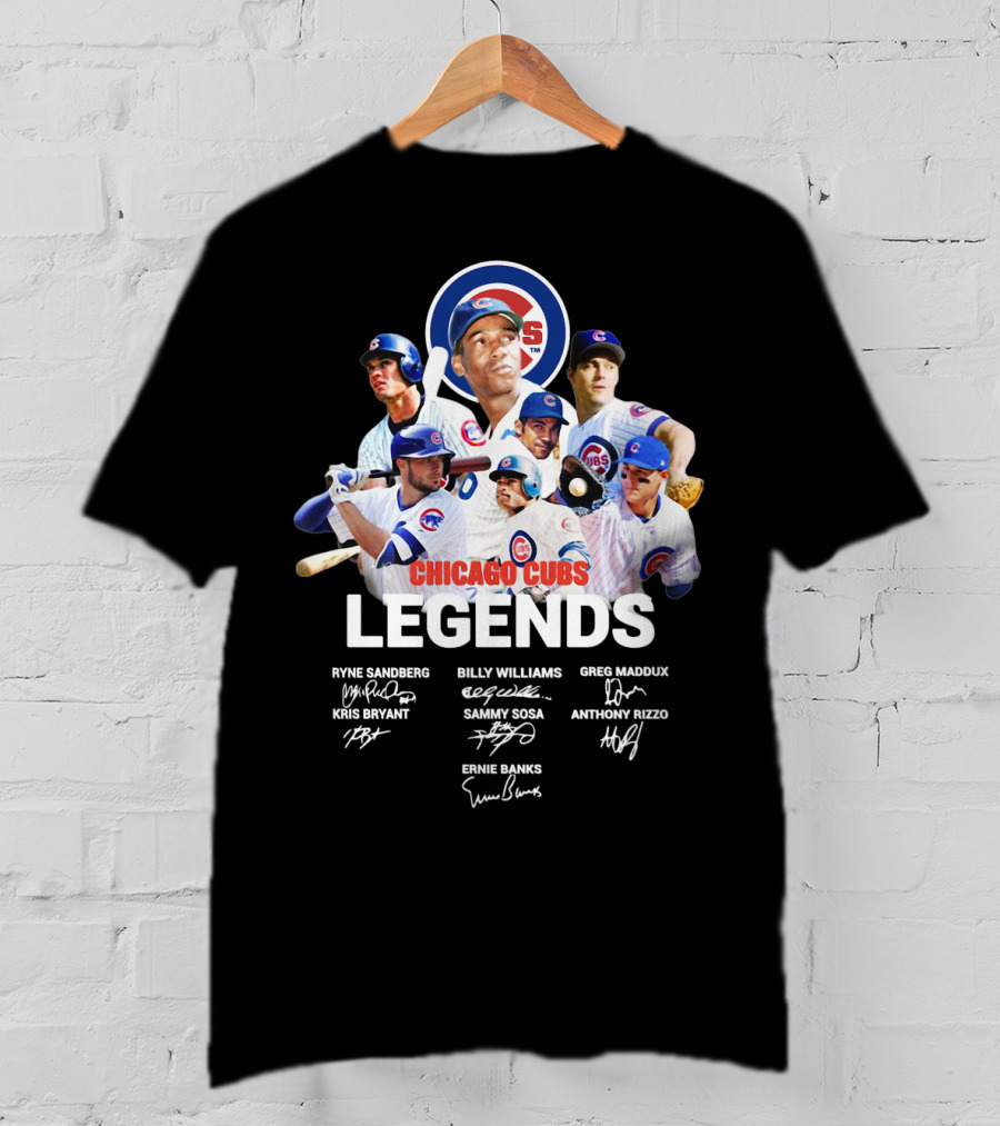 Chicago Cubs Legends Ryne Sandberg Billy Williams Greg Maddux Kris Bryant Sammy Sosa Anthony Rizzo Ernie Banks T-Shirt