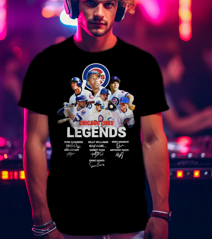 Chicago Cubs Legends Ryne Sandberg Billy Williams Greg Maddux Kris Bryant Sammy Sosa Anthony Rizzo Ernie Banks T-Shirt