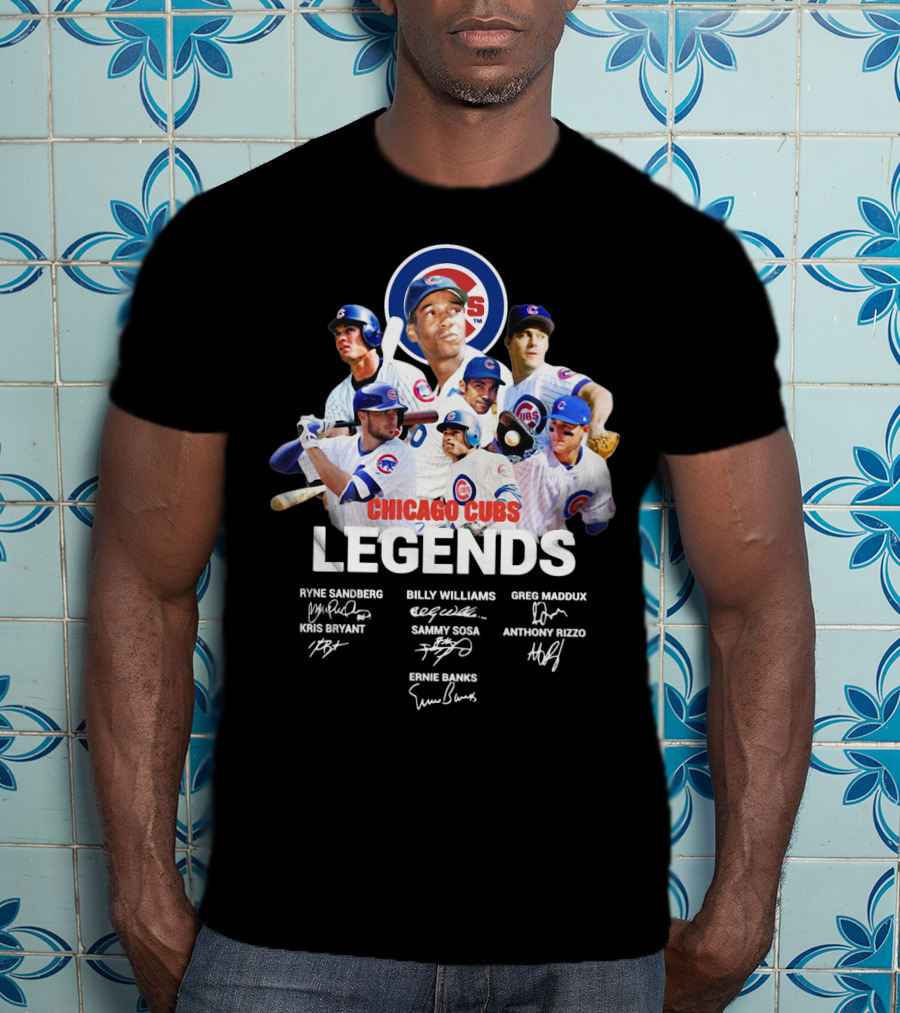 Chicago Cubs Legends Ryne Sandberg Billy Williams Greg Maddux Kris Bryant Sammy Sosa Anthony Rizzo Ernie Banks T-Shirt
