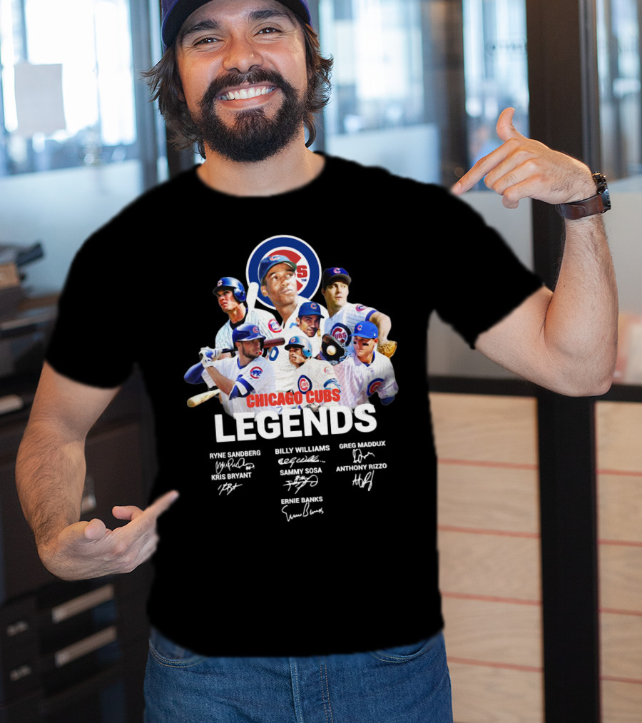 Chicago Cubs Legends Ryne Sandberg Billy Williams Greg Maddux Kris Bryant Sammy Sosa Anthony Rizzo Ernie Banks T-Shirt
