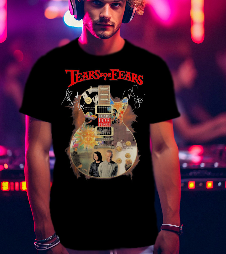 Tears For Fears Pop Rock Band Guitar Collage With And Band Members T-Shirt