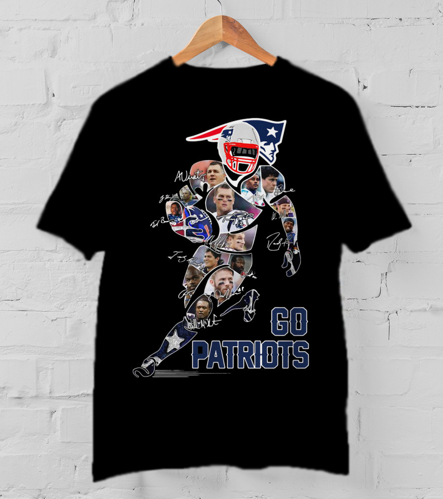 GO PATRIOTS New England Football Player Collage And Signatures T-Shirt