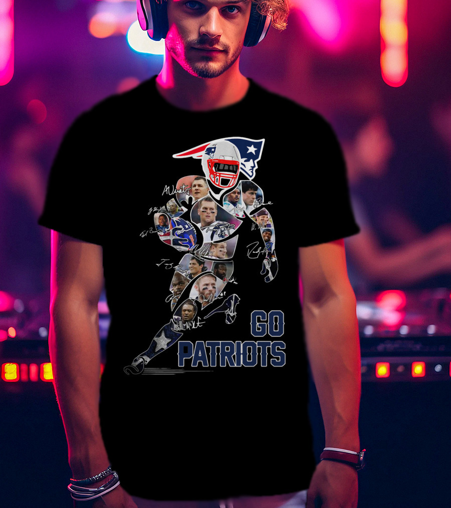 GO PATRIOTS New England Football Player Collage And Signatures T-Shirt