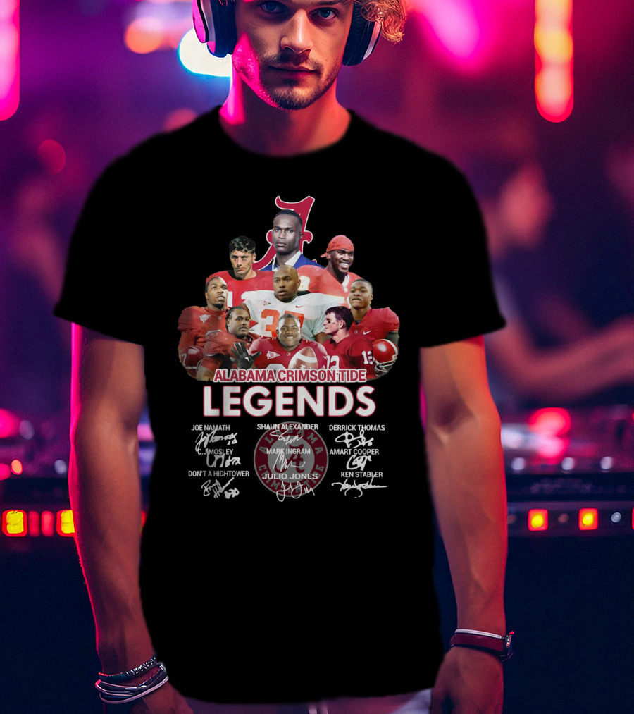 Alabama Crimson Tide Legends Joe Namath Shaun Alexander Derrick Thomas C.j. Mosley Mark Ingram Amari Cooper Dont'a Hightower Julio Jones Ken Stabler T-Shirt