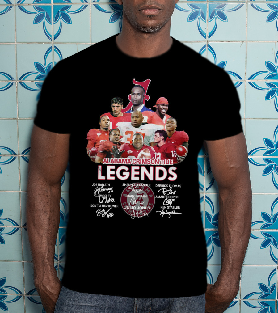 Alabama Crimson Tide Legends Joe Namath Shaun Alexander Derrick Thomas C.j. Mosley Mark Ingram Amari Cooper Dont'a Hightower Julio Jones Ken Stabler T-Shirt