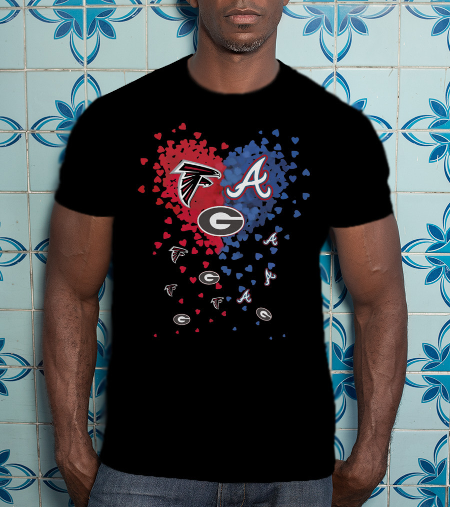 Atlanta Falcons Atlanta Braves Georgia Bulldogs Heart T-Shirt