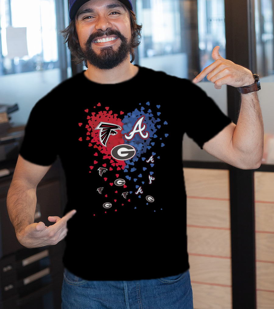 Atlanta Falcons Atlanta Braves Georgia Bulldogs Heart T-Shirt
