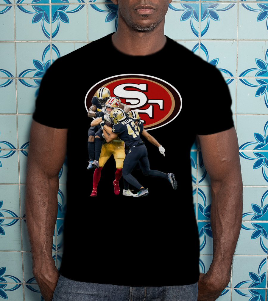San Francisco 49ers Vs New Orleans Saints Marcus Williams Action Play T-Shirt