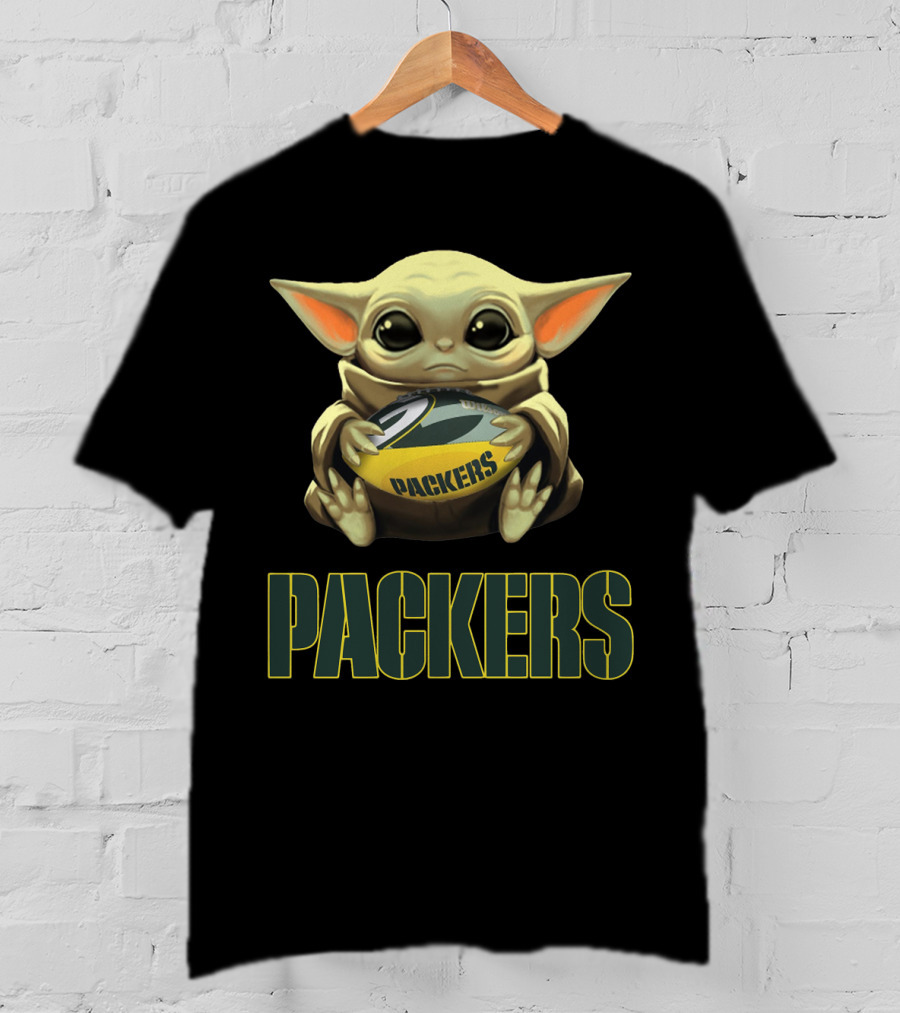 Baby Yoda Holding Packers Football T-Shirt