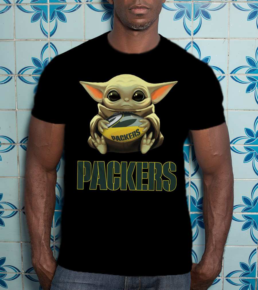 Baby Yoda Holding Packers Football T-Shirt