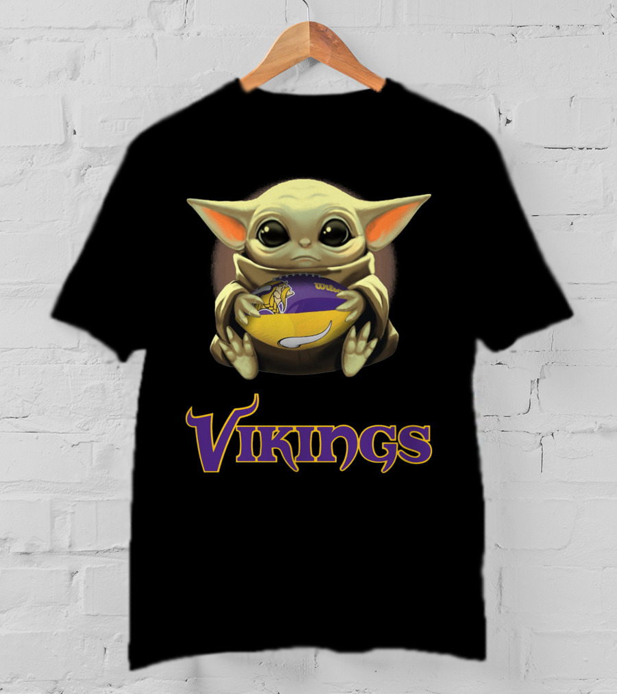 Baby Yoda With Minnesota Vikings Football T-Shirt