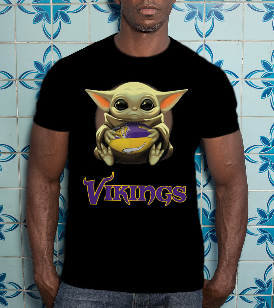 Baby Yoda With Minnesota Vikings Football T-Shirt